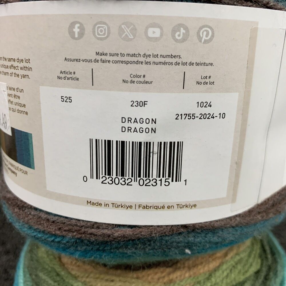 Lot Of 2 Lion Brand Mandala Yarn Dragon Light Yarn 5.3oz 590yds Cake - Picture 6 of 11